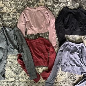 Assorted Cropped Long Sleeve Workout Top Bundle